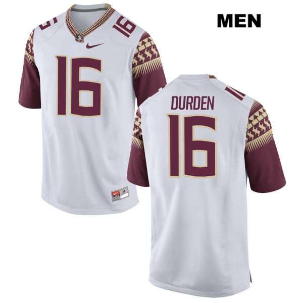 Men's NCAA Nike Florida State Seminoles #16 Cory Durden College White Stitched Authentic Football Jersey DLH1469PJ